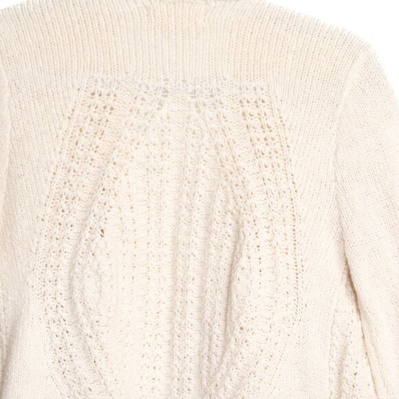 Hollister Size M Fringe Trim Open Draped Knit Cardigan Sweater Soft Cream Textur - Picture 7 of 8